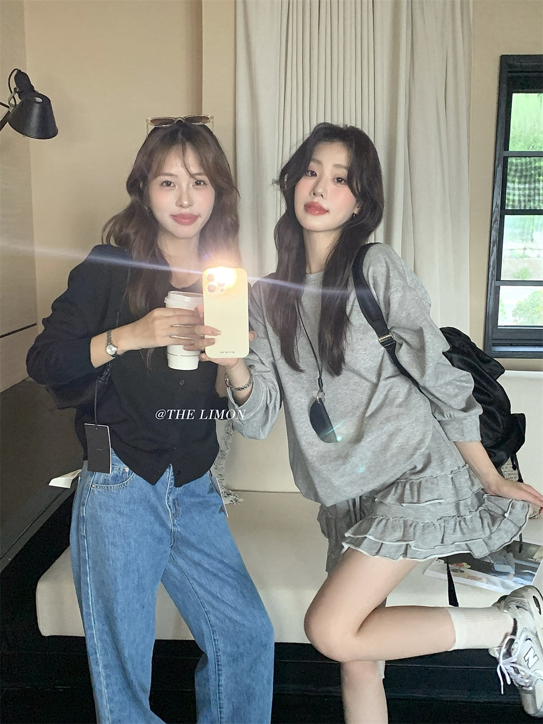 【L9161】實拍檸檬家慵懶少女長袖衞衣+蛋糕裙 2件套250901