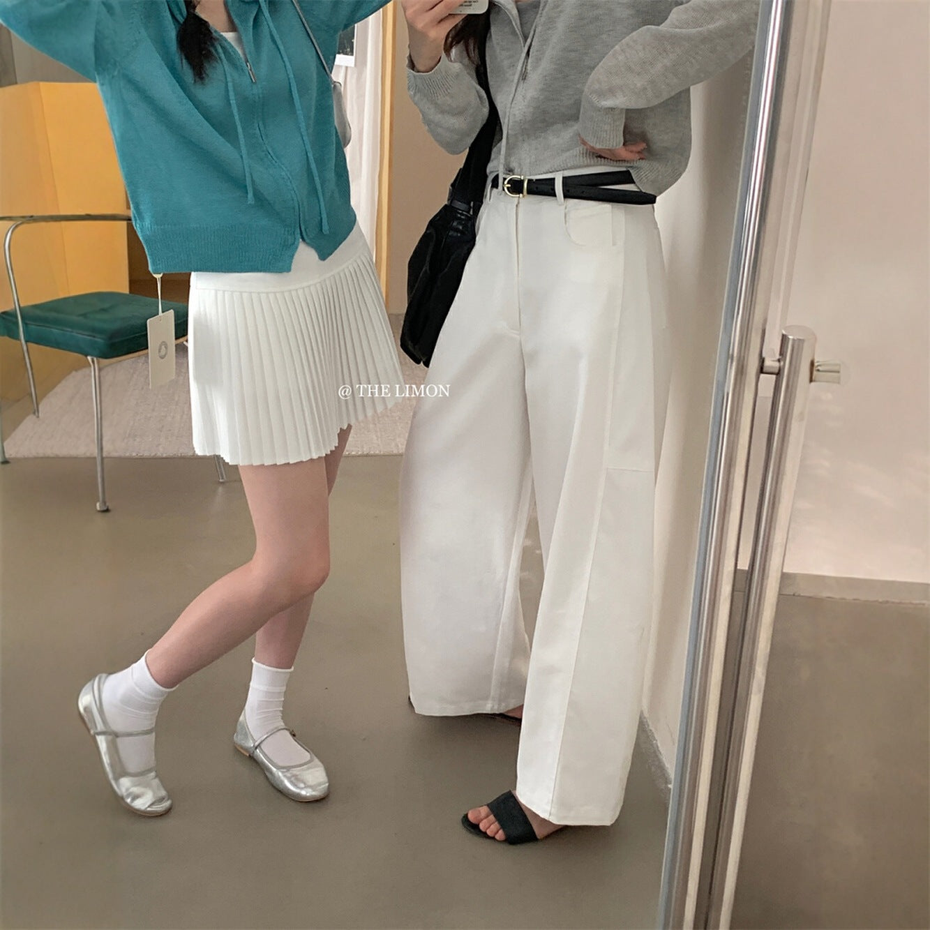 【L8200】實拍檸檬寬鬆顯瘦九分闊腿彎刀褲250414