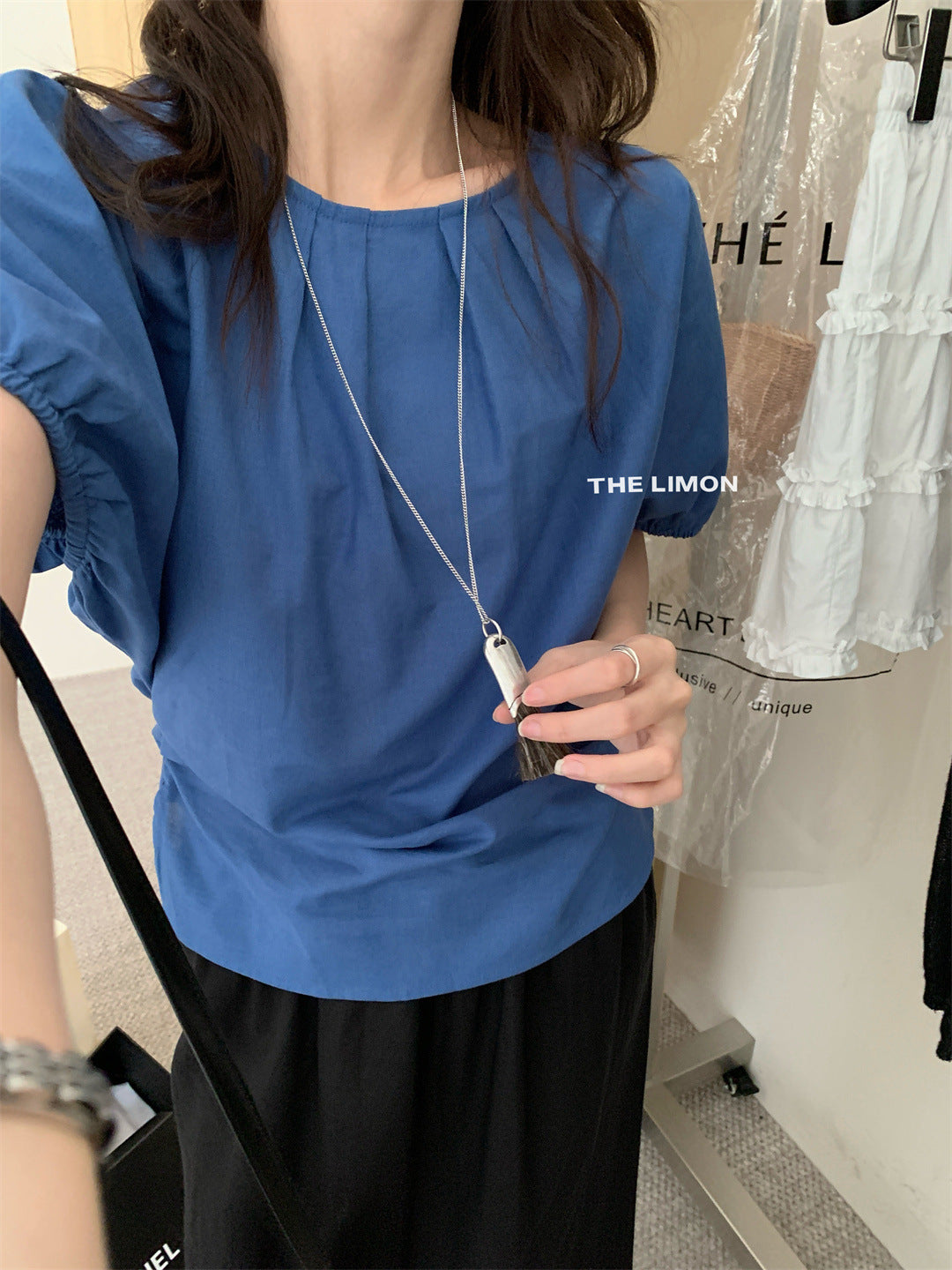 【LTM1057】實拍檸檬夏法式褶皺棉麻後背綁帶襯衫250519