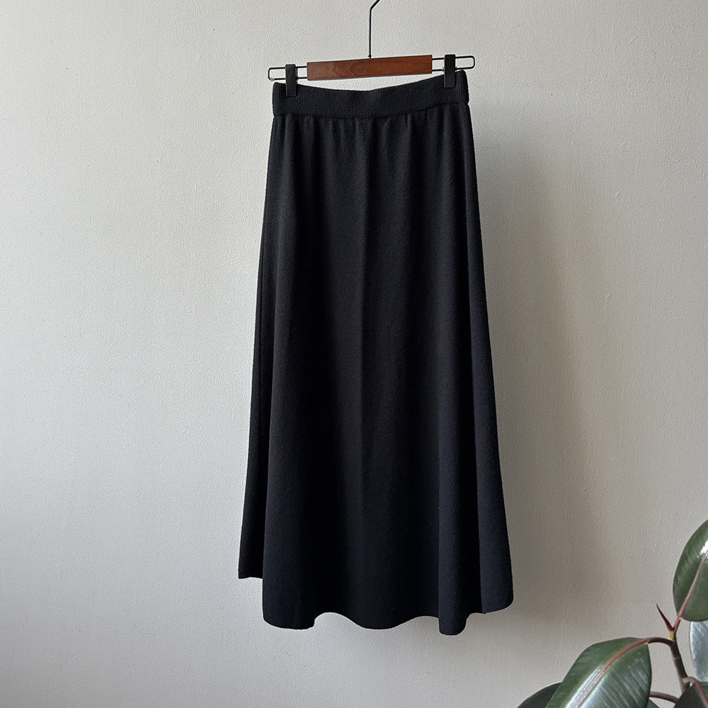 【Y0723】實拍冬季簡約針織大擺A字裙(棉羊毛4%)251106