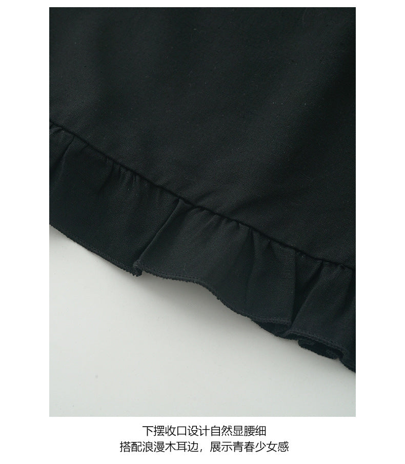 【H5311】韓系夏季方領褶邊裙襬直筒吊帶洋裝250610
