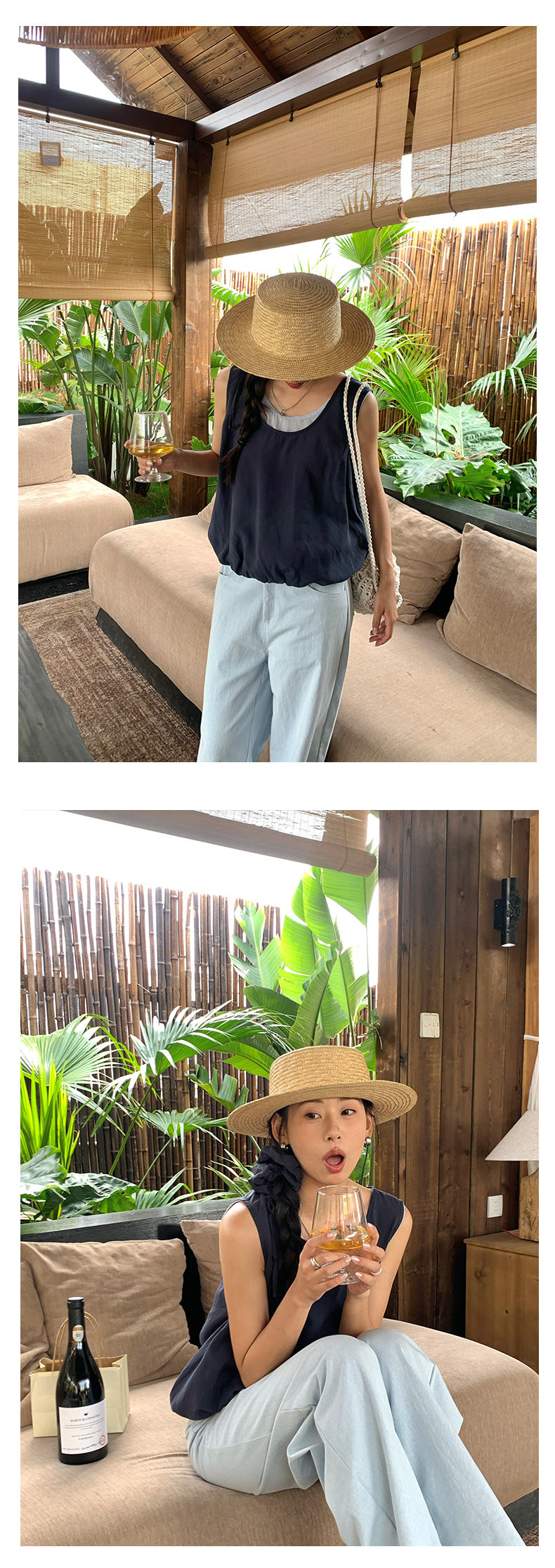 【H5242】實拍韓國夏季假兩件天絲下擺花苞襯衫+花圈250506