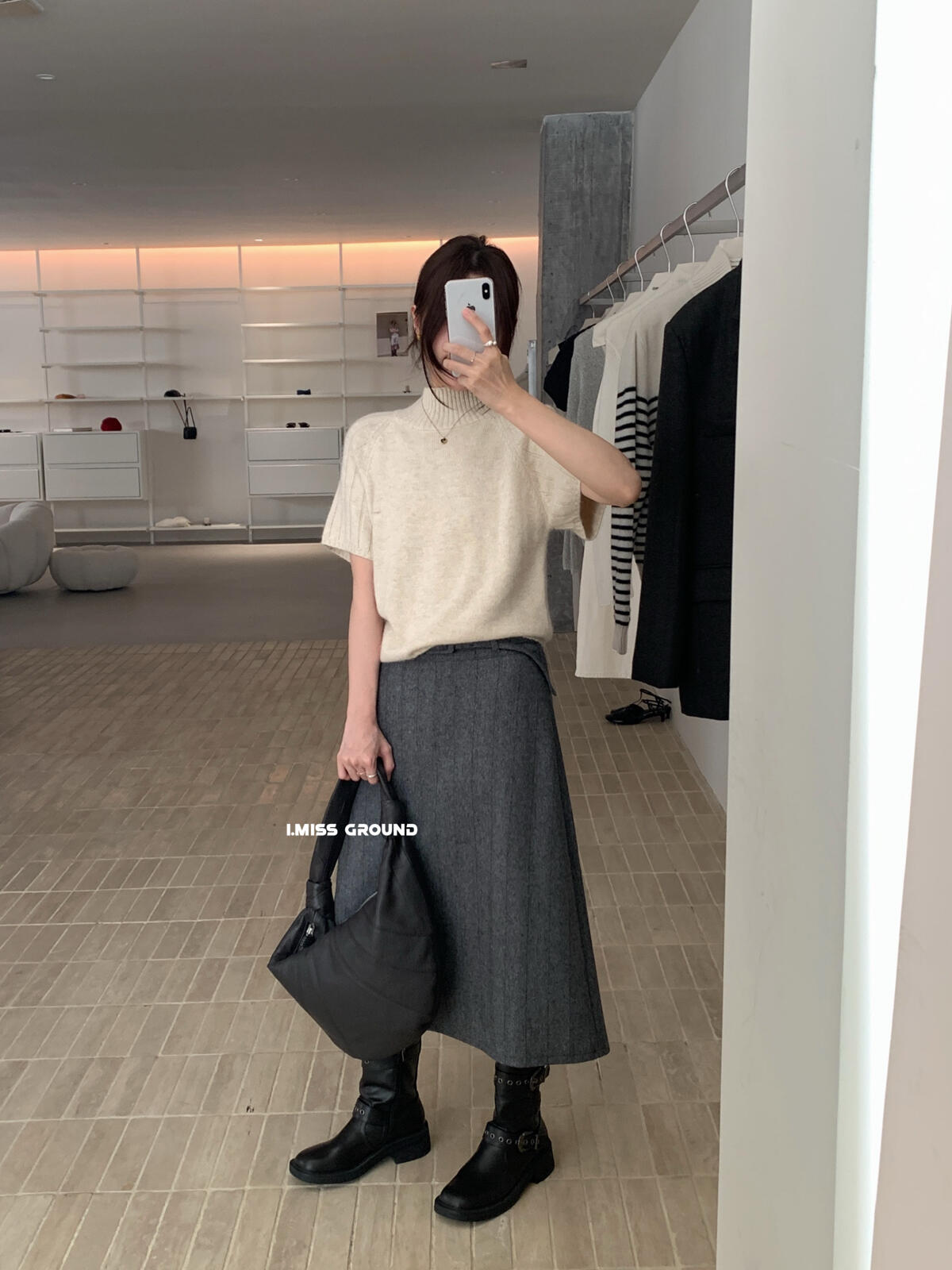 【L60881】實拍秋冬高單質感羊毛呢顯瘦直筒裙+腰帶250923