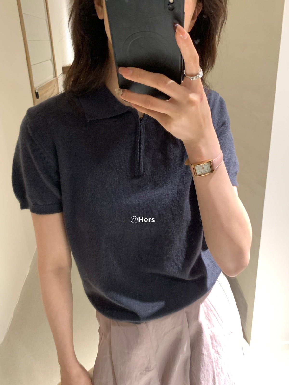 【hers20405】實拍HERS夏季簡約針織polo衫250505
