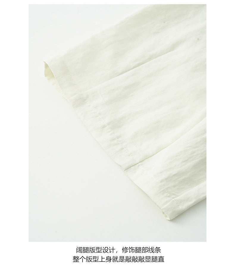 【H5196】實拍夏天超舒服的棉麻褶皺寬鬆闊腿褲250415