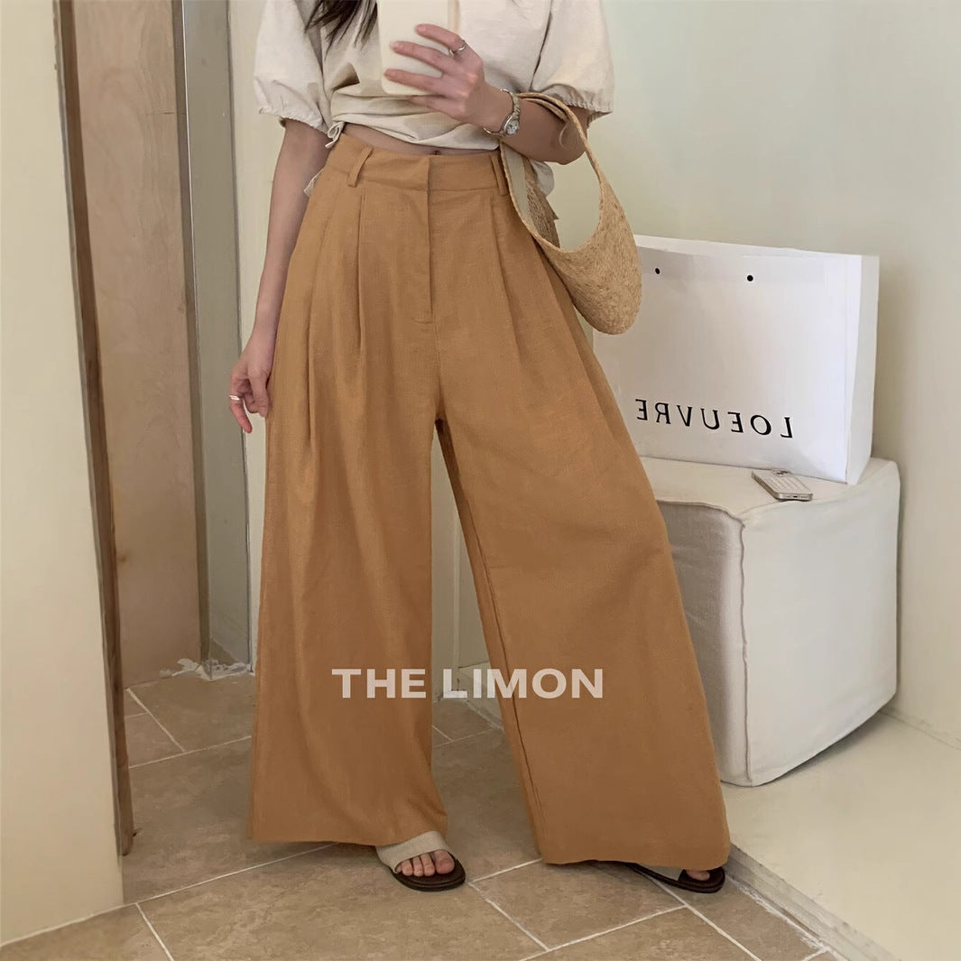 【L8768】實拍檸檬家夏季苧麻寬褲250519
