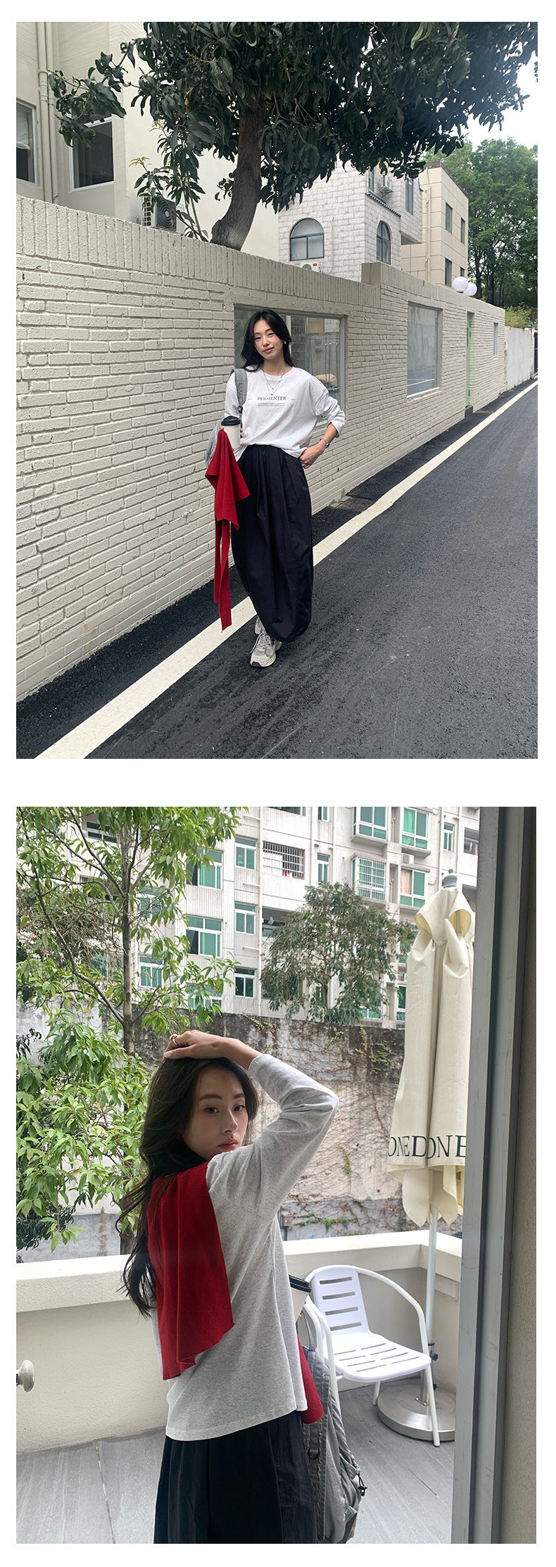 【H5105】實拍春夏清新圓領印花舒適長袖T恤250310