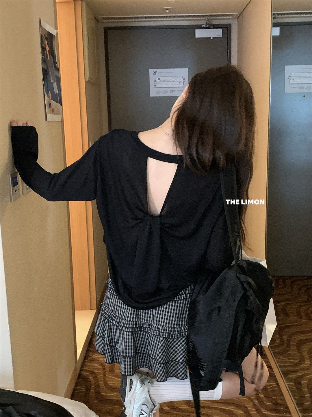 【L9097】實拍檸檬慵懶寬鬆後背鏤空防曬罩衫T恤250915