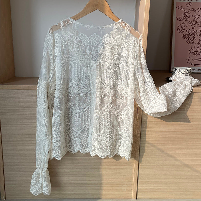 【cim2672】實拍早春高級刺繡蕾絲襯衫250213