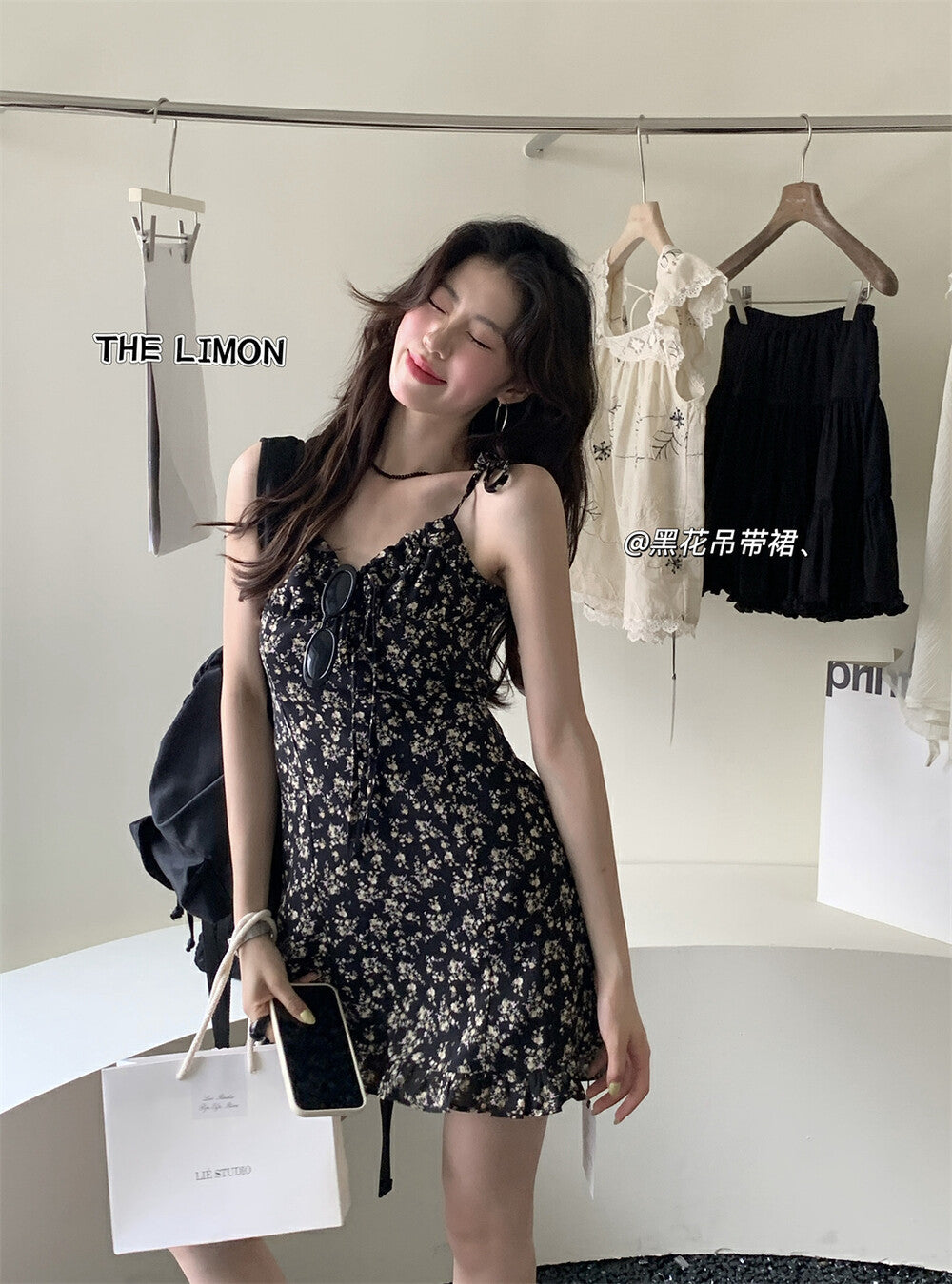 【LTM1001】實拍檸檬家 夏季法式碎花綁帶吊帶裙|清新感顯瘦A字版型250519