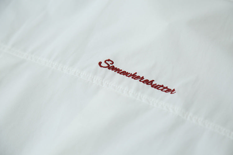 【LD2732】實拍韓版字母刺繡藍色襯衫250908