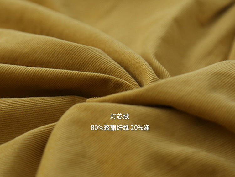 【LD3232】實拍燈芯絨薄款簡約寬鬆刺繡長袖襯衫250929