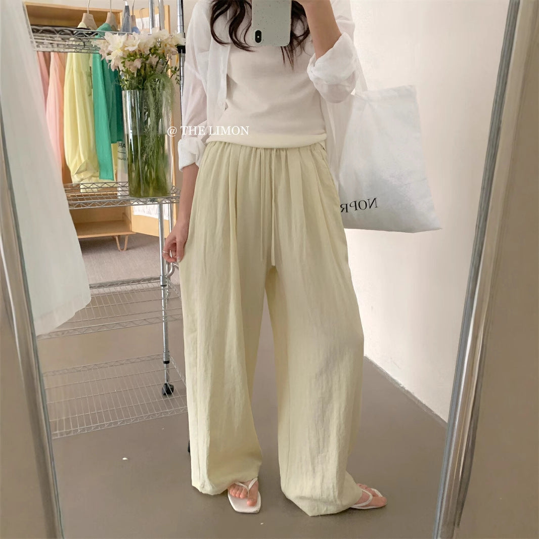 【L8327】實拍夏季亞麻垂感直筒高腰長褲250505