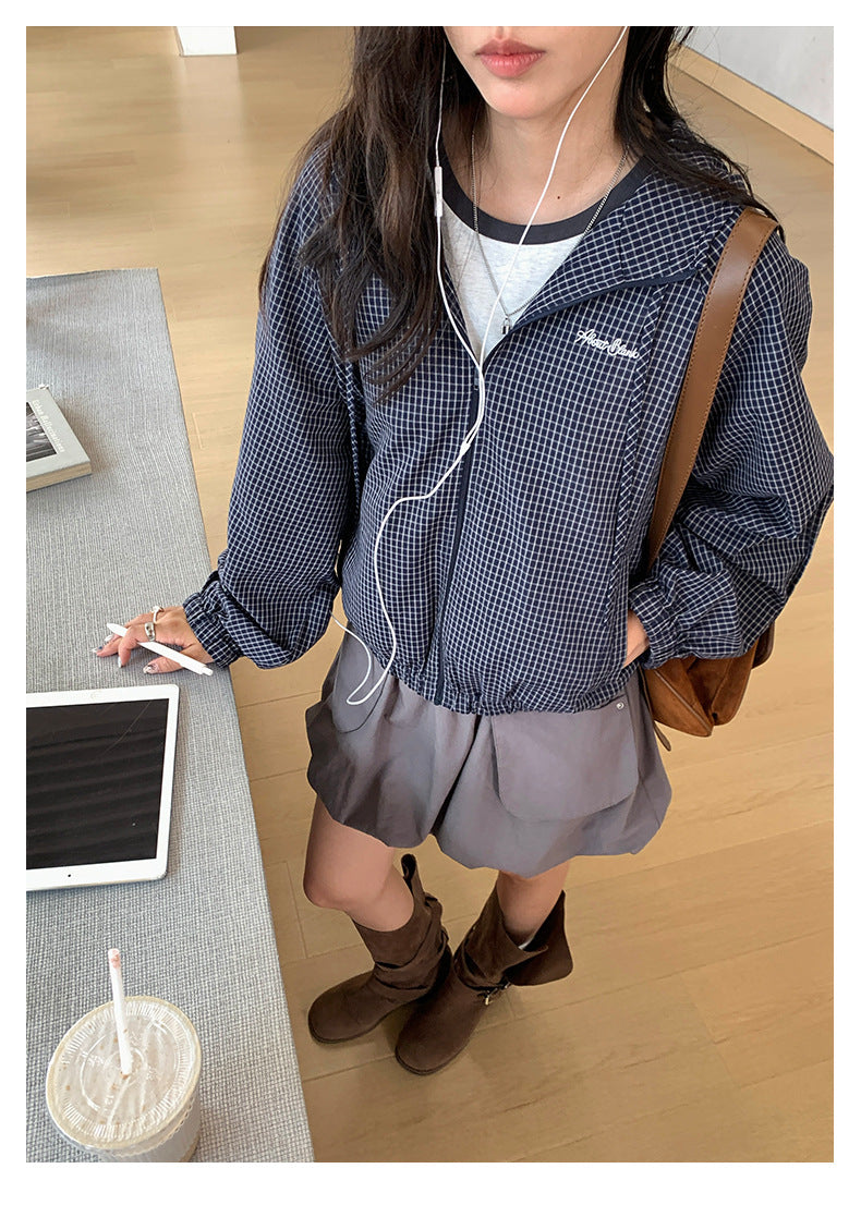 【H5419】實拍韓系美少女工裝褶皺高腰花苞裙250909