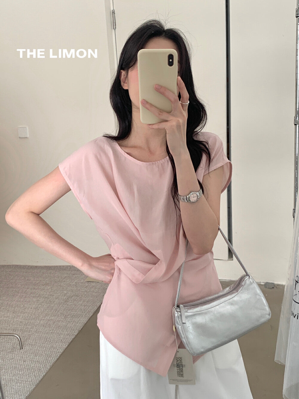 【L8689】實拍檸檬夏季簡約交叉後繫帶襯衫上衣250421