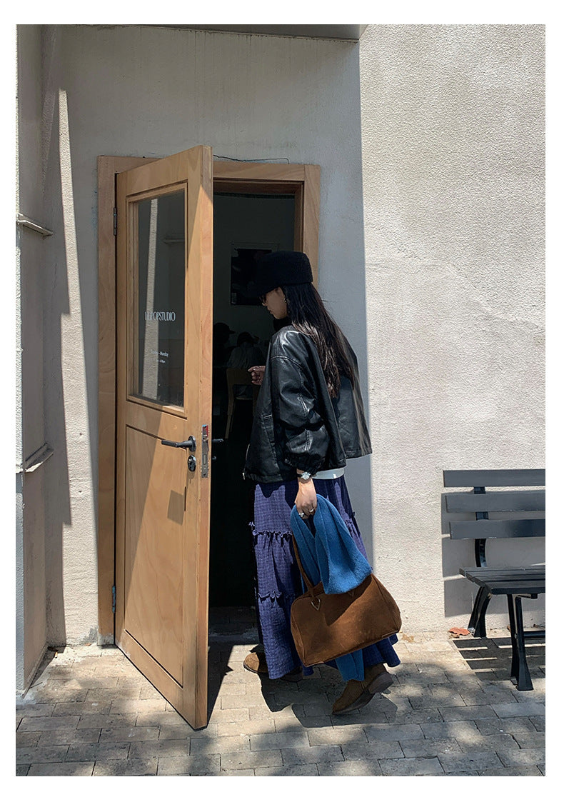 【H5444】實拍鬆緊腰垂感小荷葉蛋糕裙250923