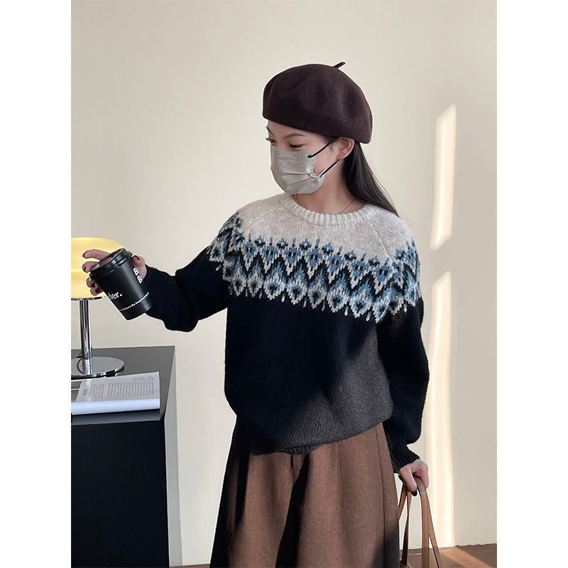 【cimMB685】實拍冬季柔軟提花寬鬆厚針織毛衣(8%羊毛)241120