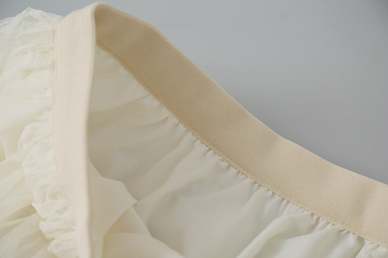 【LD11145】實拍浪漫百搭!氣質網紗A字裙/鬆緊腰紗裙/長裙260309