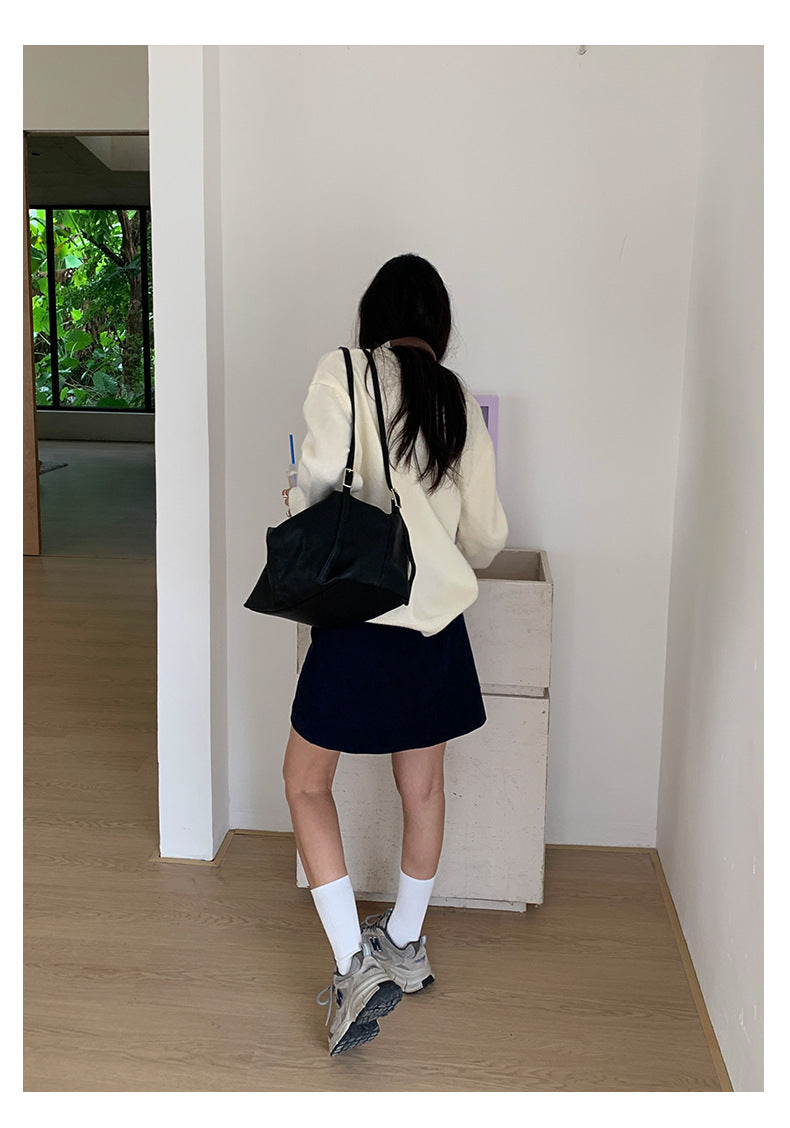 【H5435】實拍秋冬燈芯絨復古簡約A字裙250916