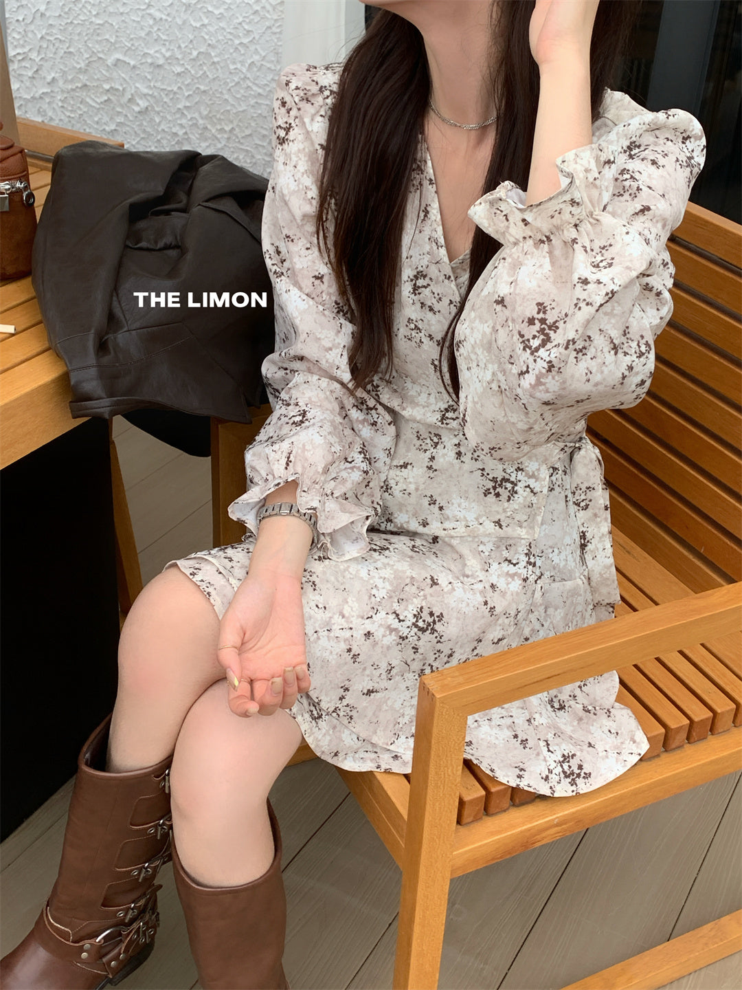 【L9072】實拍檸檬家法式甜美雪紡碎花收腰顯瘦短洋裝250901