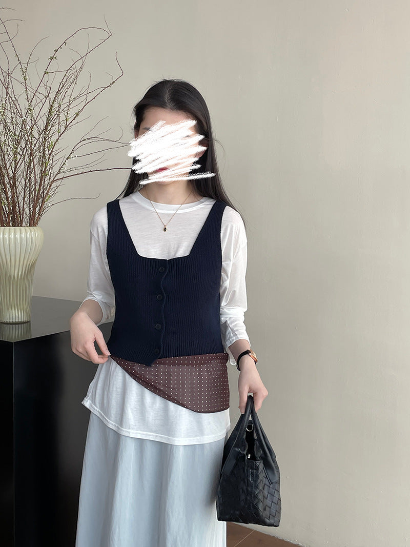 【cimYL033】實拍韓版穿搭甜美百搭針織背心(含6%羊毛)250227