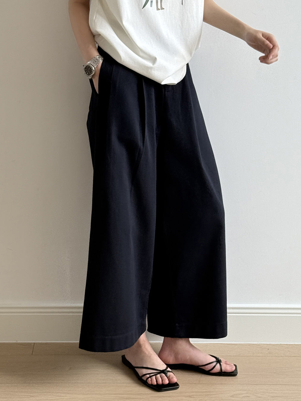 【Y25033】實拍S~XL水洗棉寬鬆休閒褲含腰帶250306