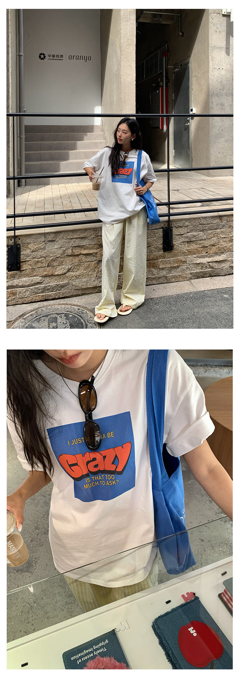 【H5211】實拍美式撞色字母印花寬鬆圓領短袖T恤250422