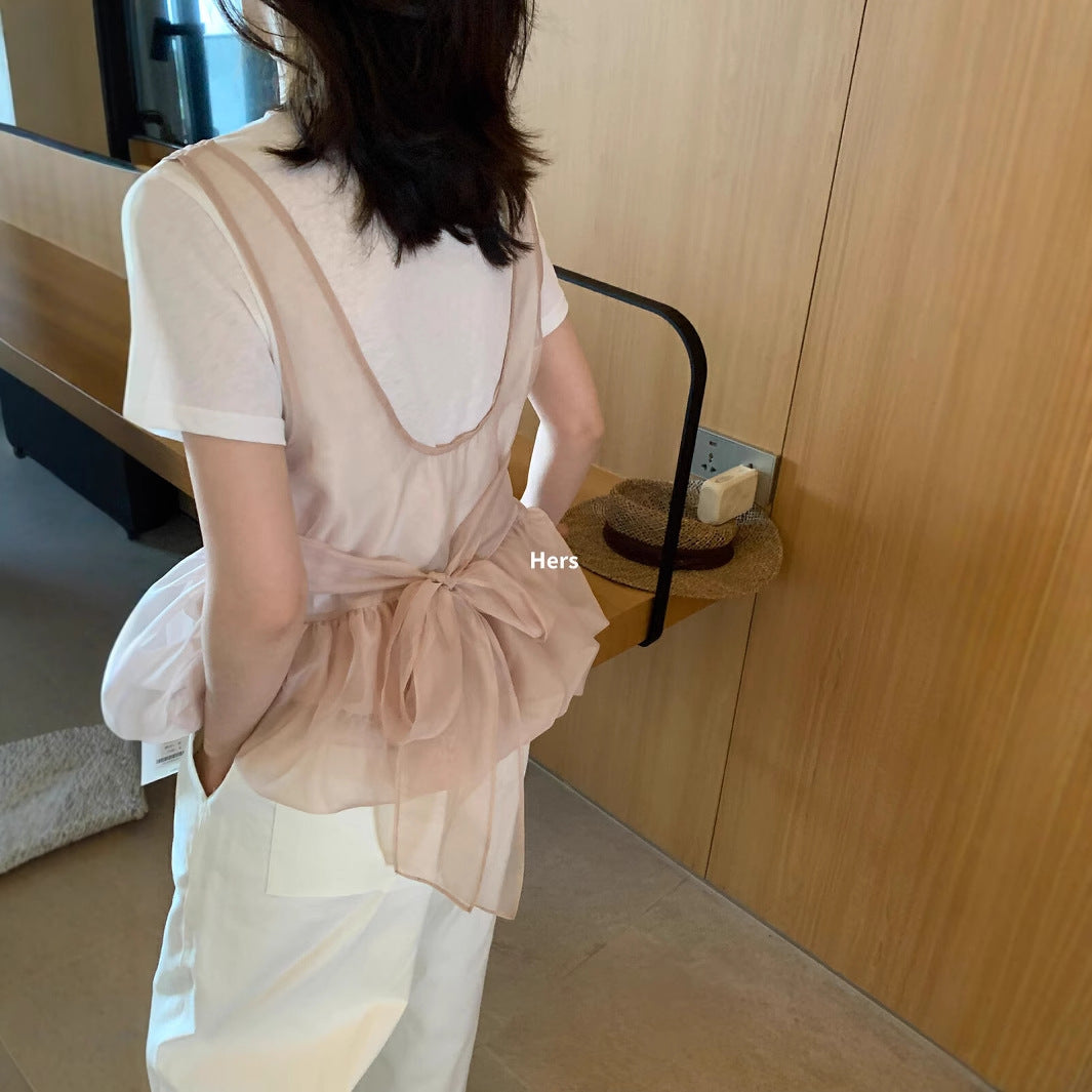 【L20603】實拍Hers夏季小仙女綁帶雪紡衫250505