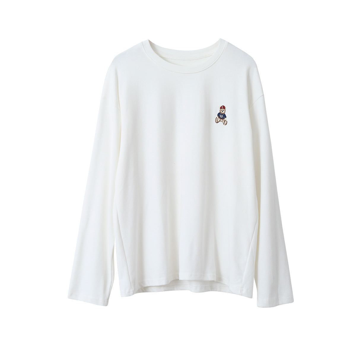 【LD11025】實拍舒適小熊刺繡寬鬆長袖T恤251124