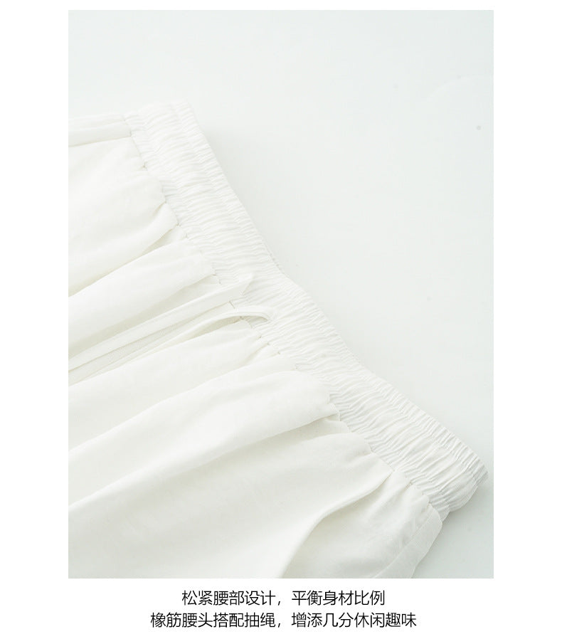 【H5338】實拍韓系絕美小眾氣質天絲上衣+闊腿褲250624