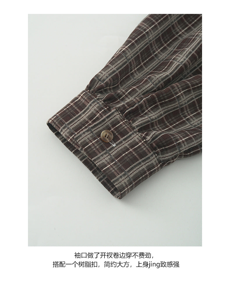 【H5441】實拍法式復古小格繫帶收腰短洋裝250923