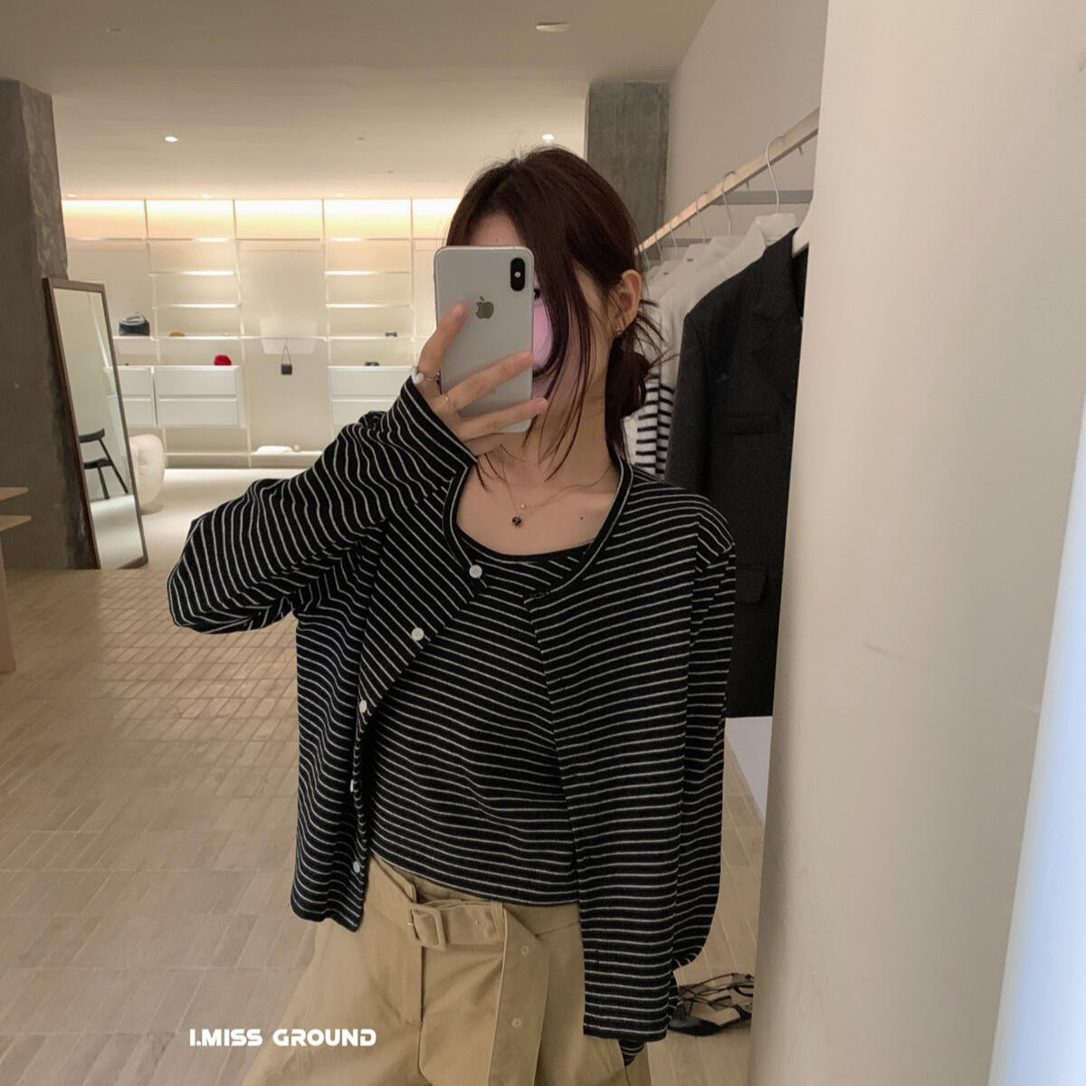 【L90518】實拍秋季簡約慵懶氣質條紋背心+小外套250923