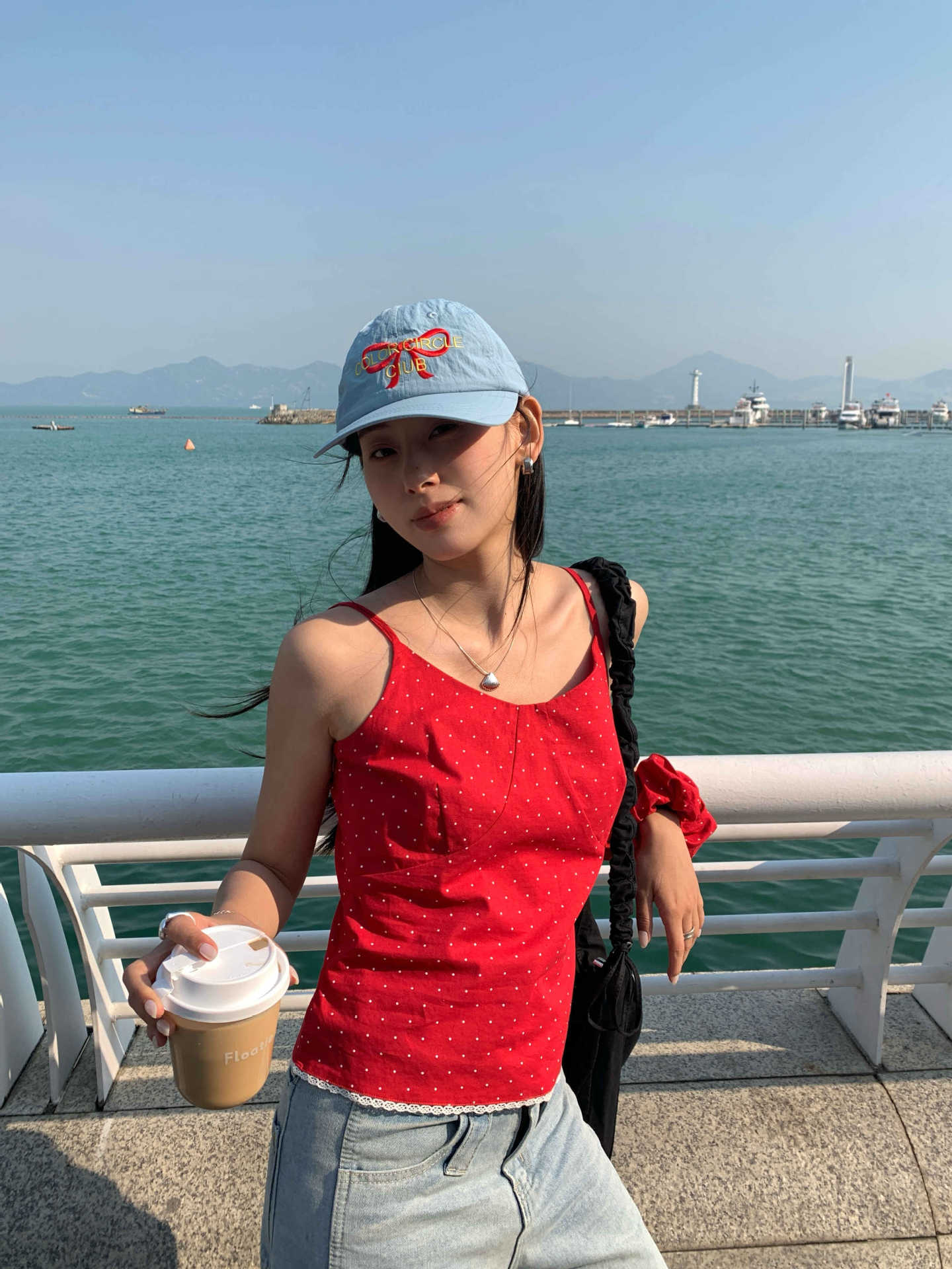 【H5159】實拍夏天棉麻點點吊帶背心+髮圈250331