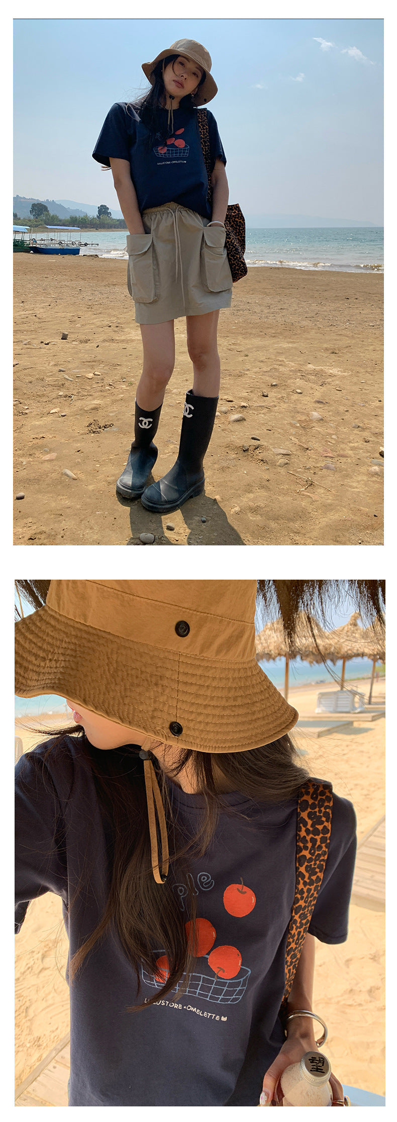 【H5130】實拍夏季蘋果印花圓領短袖T恤250324