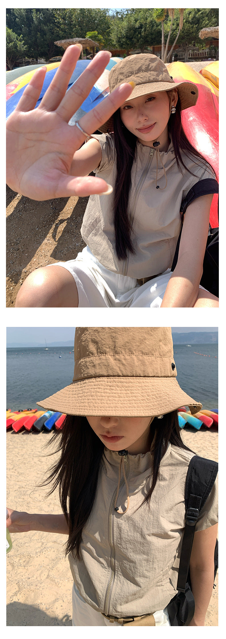 【H5136】實拍夏季工裝率性立領雙頭拉鍊外套上衣250324