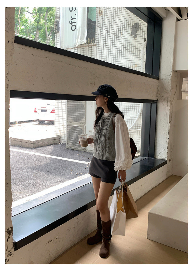【H5418】實拍早秋復古辣妹顯瘦短褲裙250909