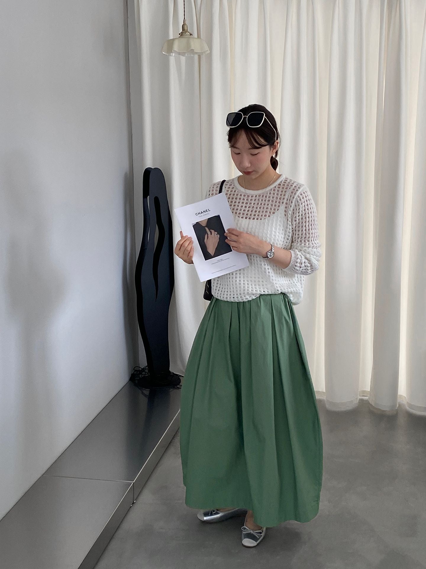 【cimz1815】實拍日系慵懶氛圍感✨百搭壓褶氣球花苞廓形長裙260409