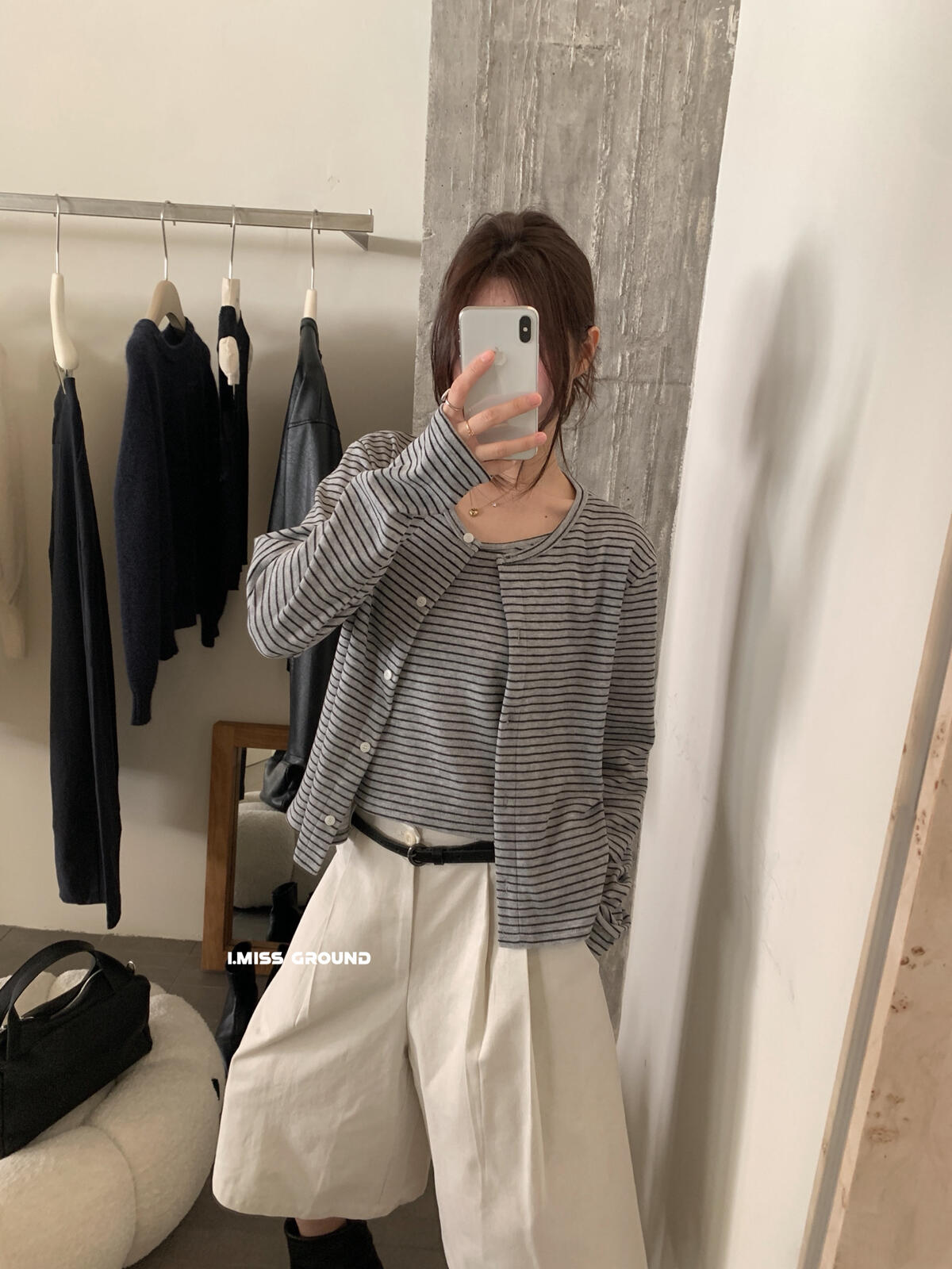 【L90518】實拍秋季簡約慵懶氣質條紋背心+小外套250923
