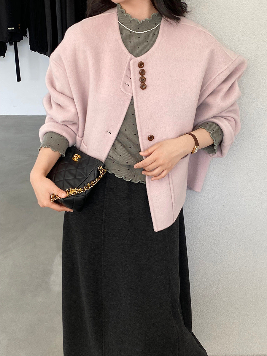 【cimz8538】實拍超美香芋色廓形厚款雙面羊毛外套大衣(羊毛100)251120