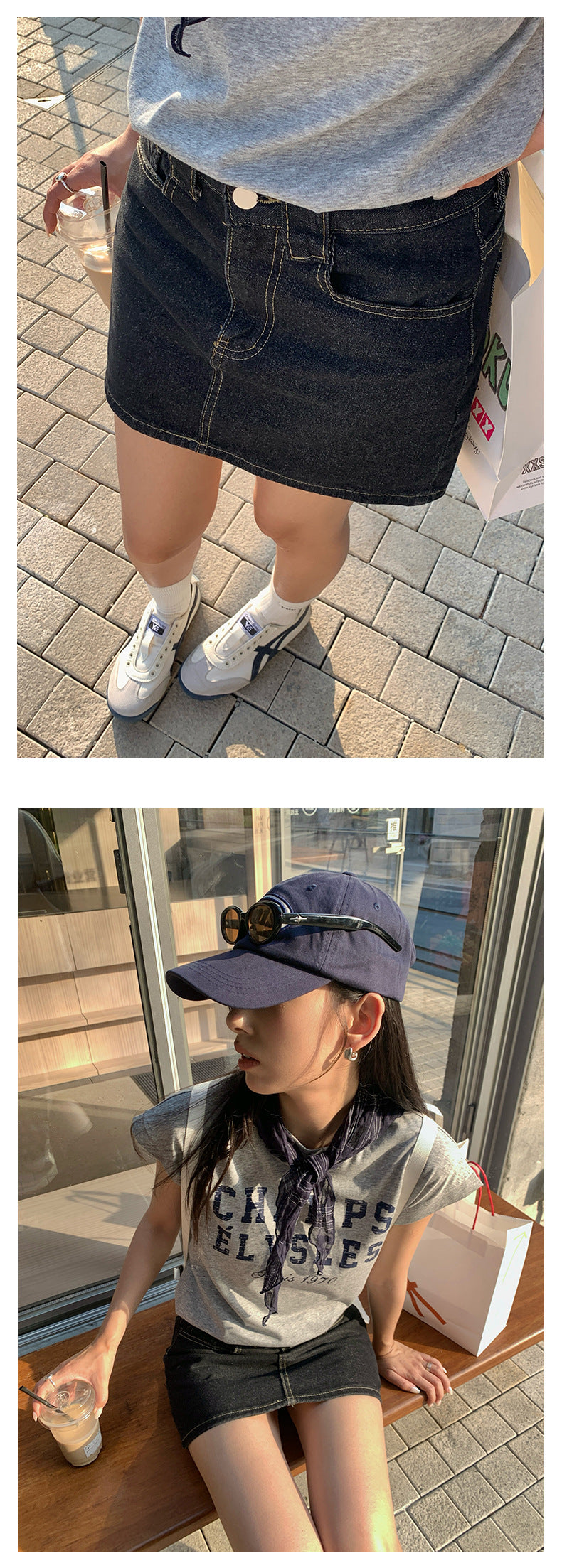 【H5229】實拍S~XL夏季簡約大氣|高腰修身牛仔A字裙(內有安全褲)250429