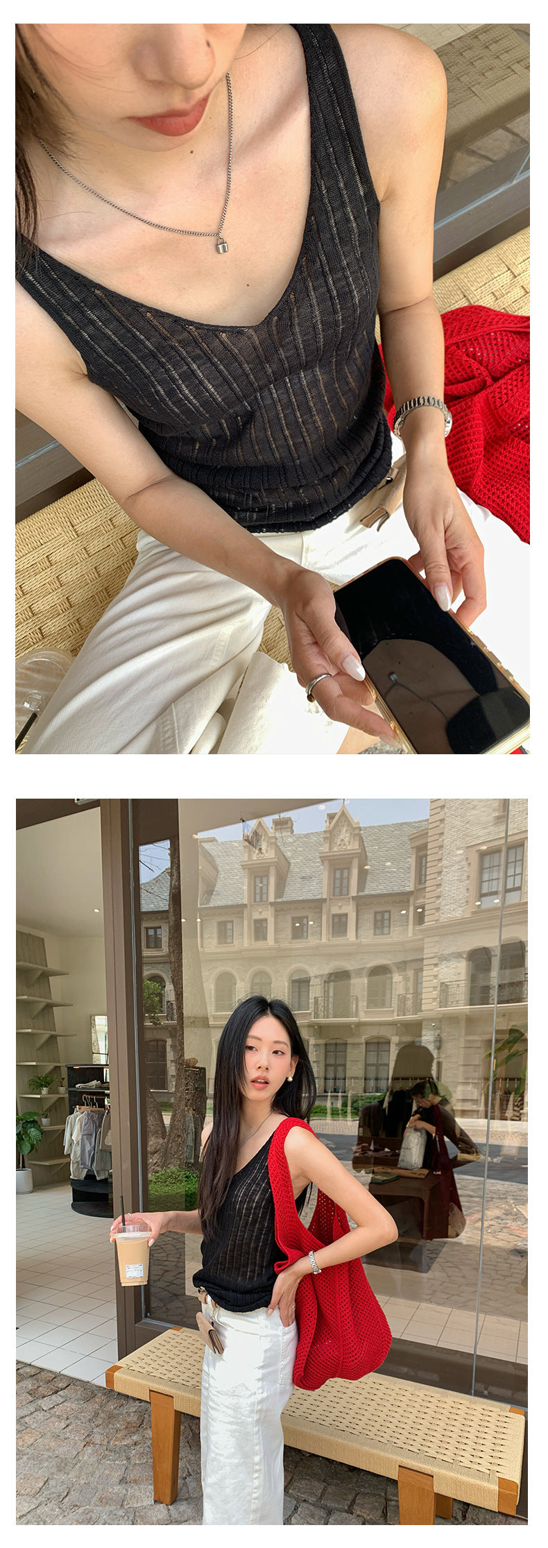 【H5208】實拍夏天簡約羅紋肌理卷邊針織背心250422
