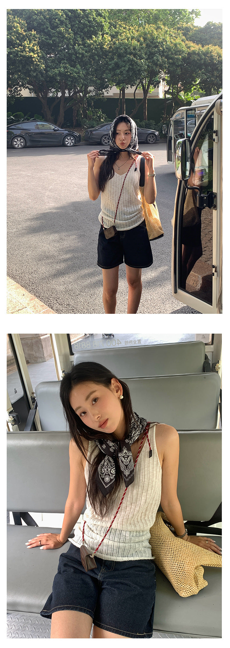 【H5208】實拍夏天簡約羅紋肌理卷邊針織背心250422