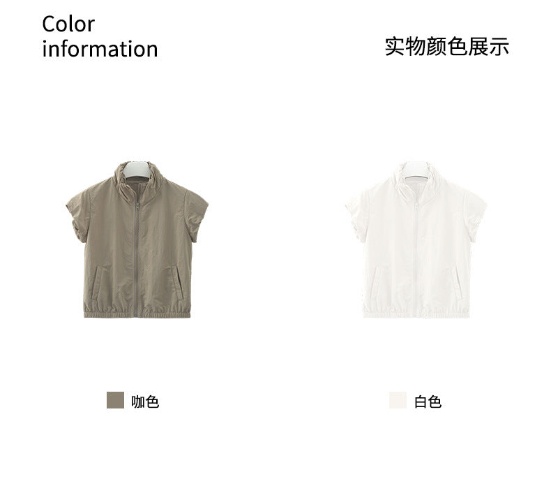 【H5136】實拍夏季工裝率性立領雙頭拉鍊外套上衣250324