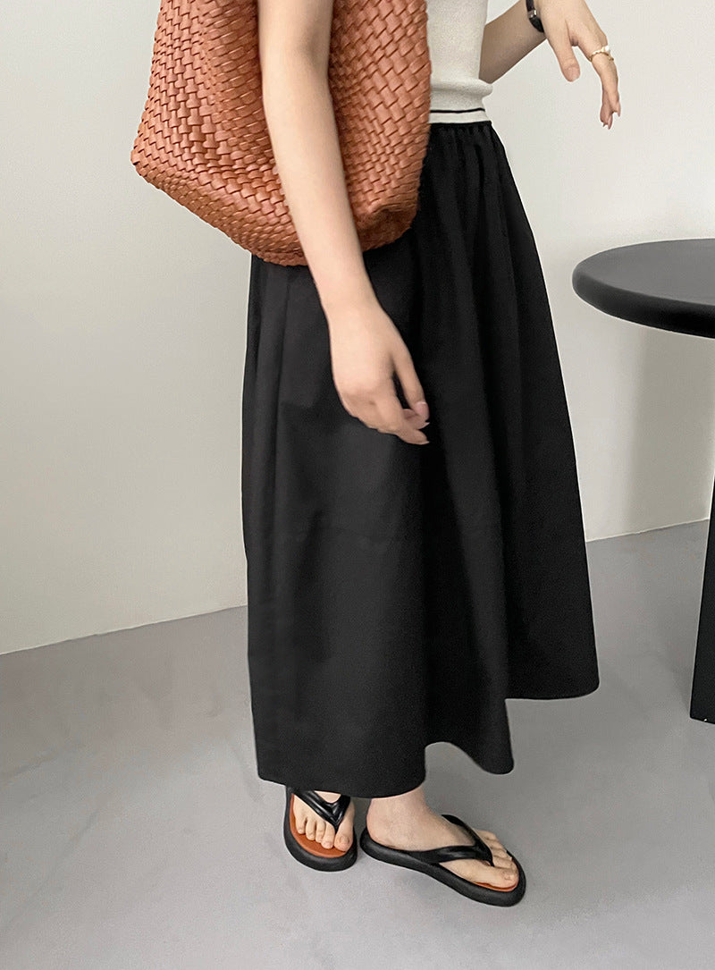 【cim2206】實拍高腰顯瘦白色水洗棉A字裙cim25早春