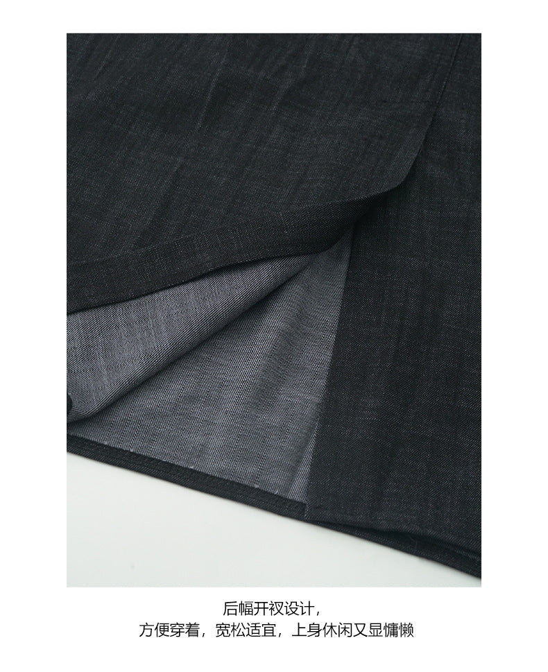 【H561】實拍秋冬簡約鬆緊腰後開叉裙251021