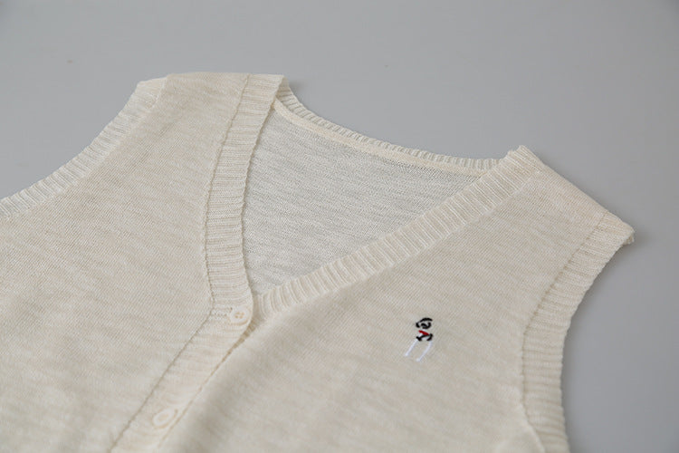 【L3072】實拍夏天韓國條紋披肩+刺繡針織背心250721