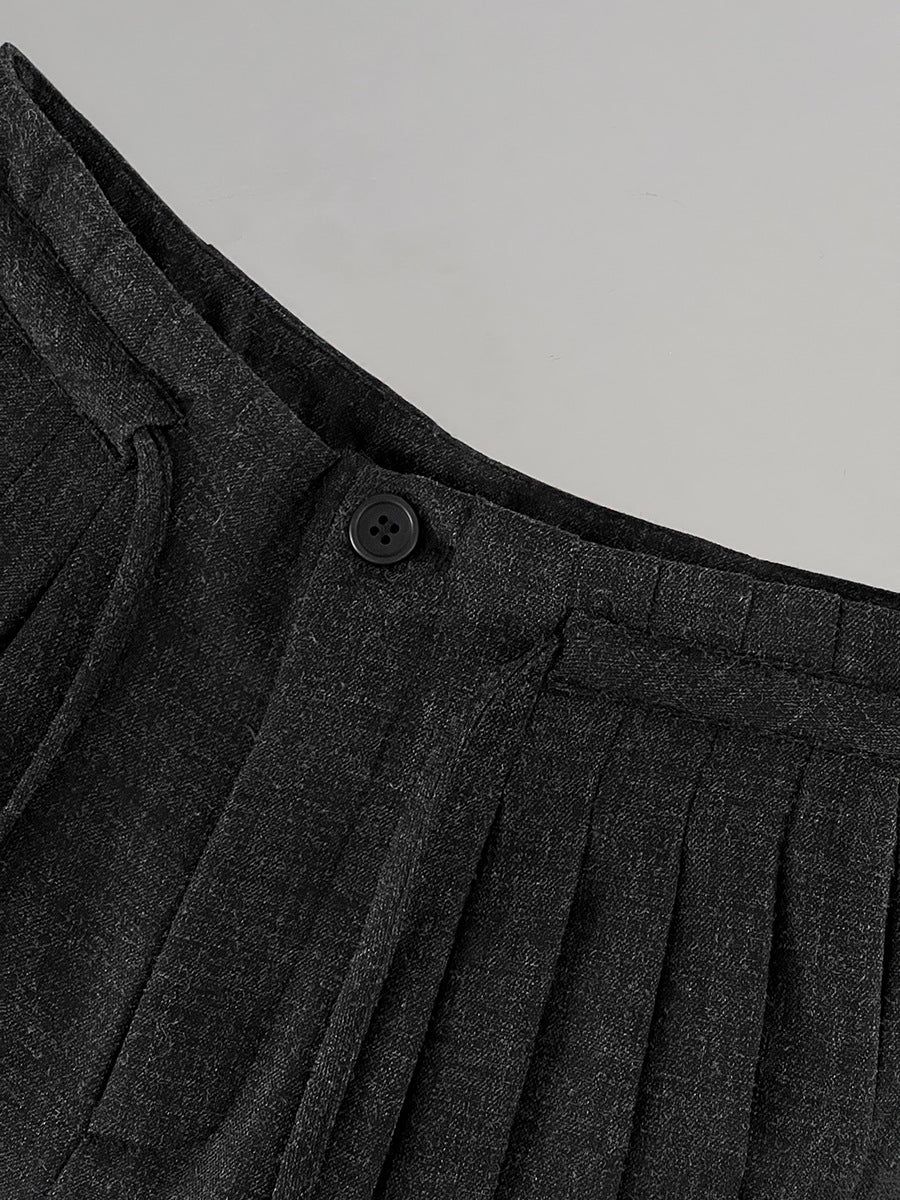 【cimz1619】實拍韓系高級感百搭壓褶垂墜高腰西裝寬褲260311