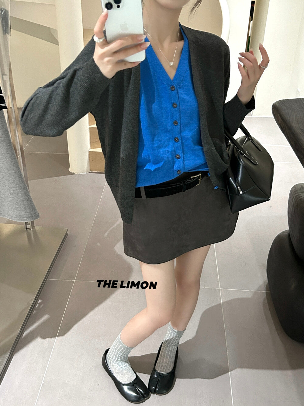 【L9238】實拍檸檬秋季質感鹿皮絨簡約復古短裙女+腰帶250915