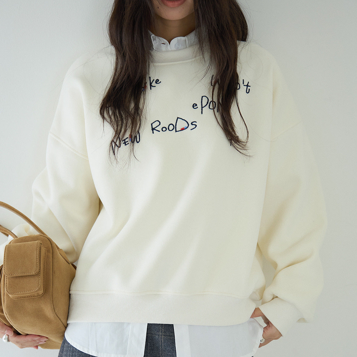 【LD3270】 實拍精品刺繡珠寬鬆厚款長袖衛衣(加絨)251020
