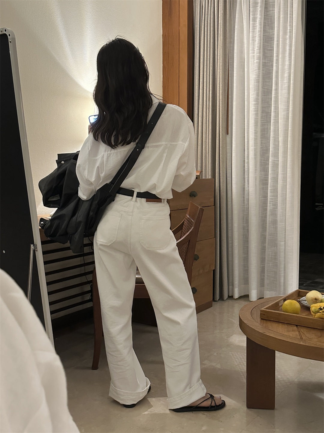 【L8133】實拍檸檬休閒法式蕾絲V領寬鬆長袖襯衫250414